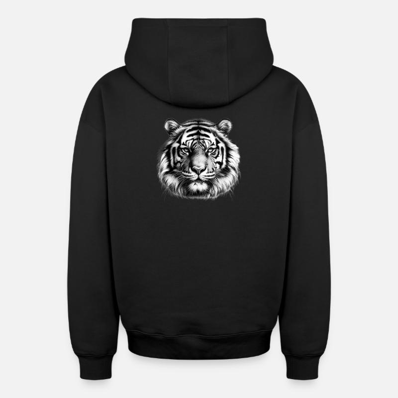 Tigre - Sweat à capuche unisexe zippé oversize épais SPREAD - noir