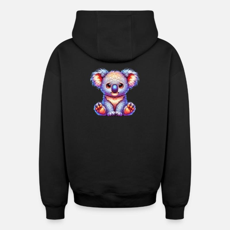 Koala - Sweat à capuche unisexe zippé oversize épais SPREAD - noir