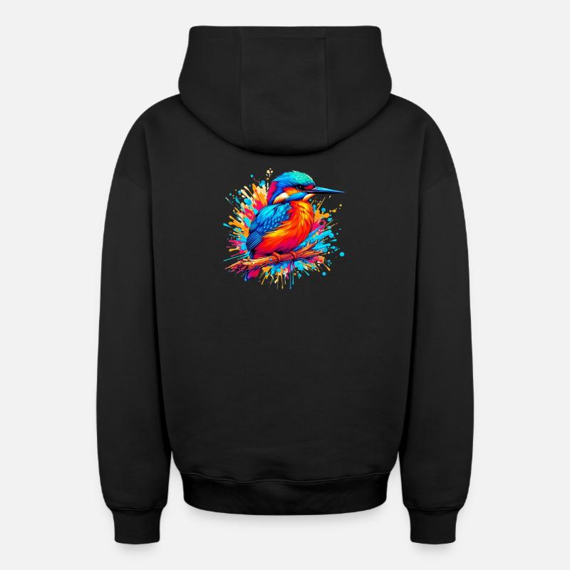 Martin-pêcheur - Sweat à capuche unisexe zippé oversize épais SPREAD - noir