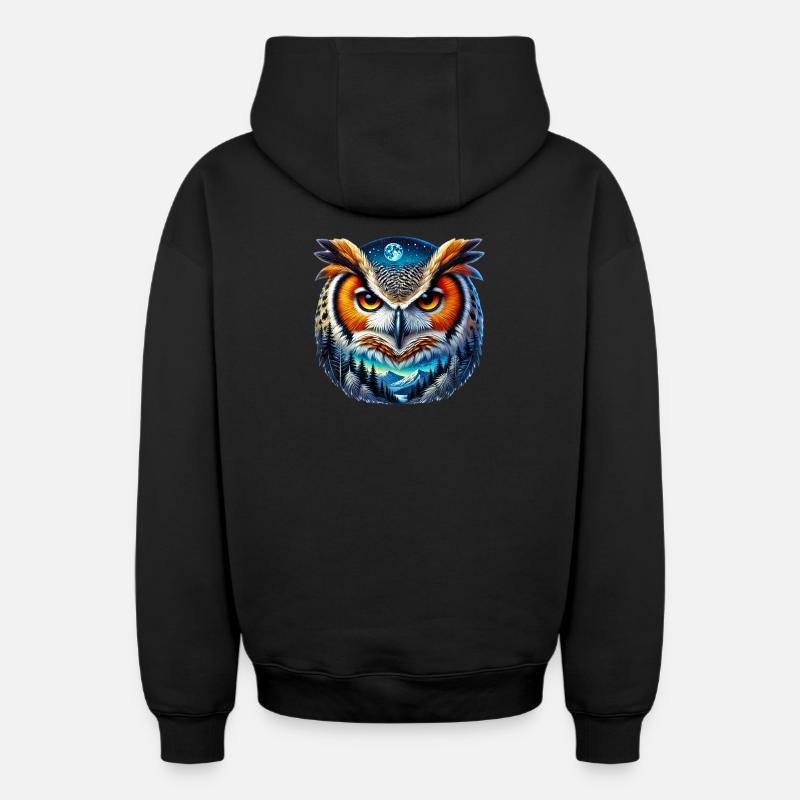 Hibou - Sweat à capuche unisexe zippé oversize épais SPREAD - noir