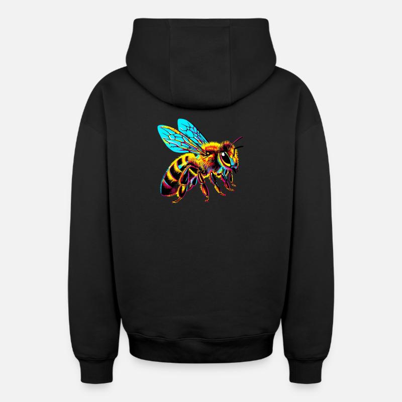 Abeille - Sweat à capuche unisexe zippé oversize épais SPREAD - noir