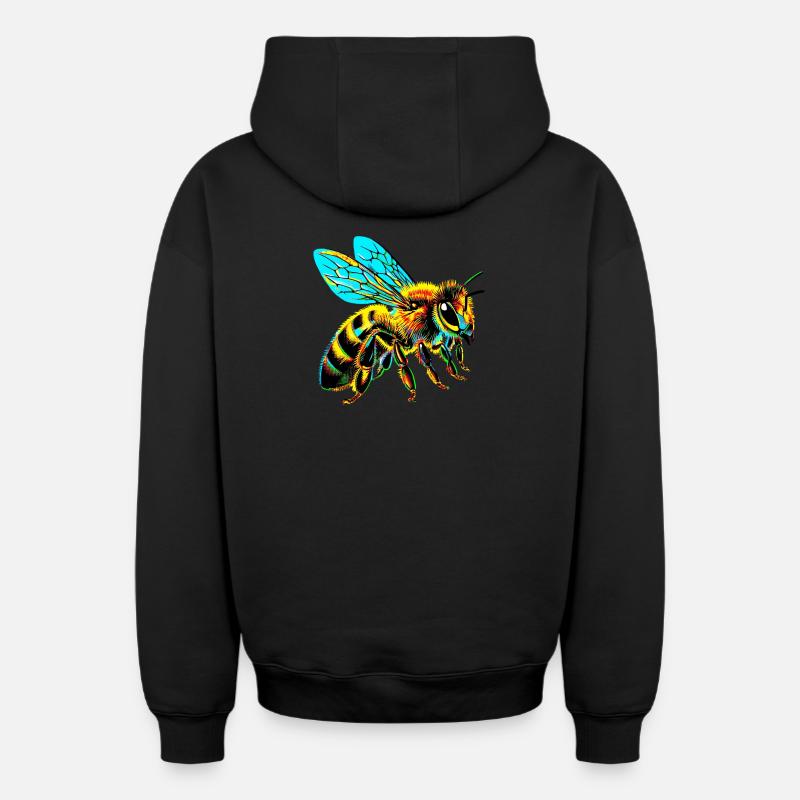 Abeille - Sweat à capuche unisexe zippé oversize épais SPREAD - noir