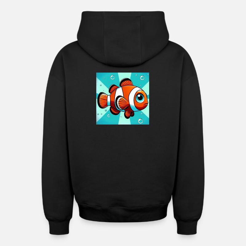 Poisson-clown - Sweat à capuche unisexe zippé oversize épais SPREAD - noir