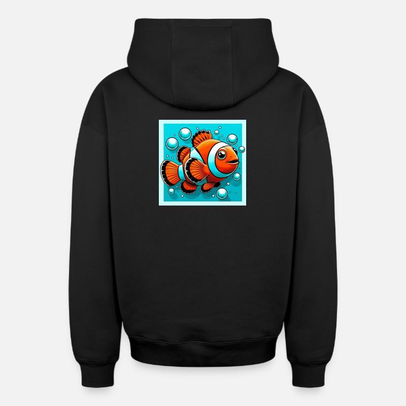 Poisson-clown - Sweat à capuche unisexe zippé oversize épais SPREAD - noir