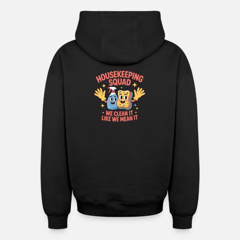 Conception de nettoyage amusante - Sweat à capuche unisexe zippé oversize épais SPREAD - noir