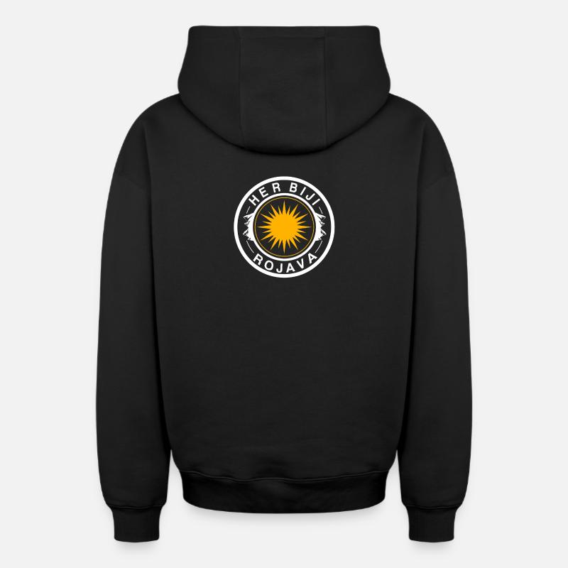 Rojava - Oversized Heavyweight Unisex Zip Hoodie - Schwarz