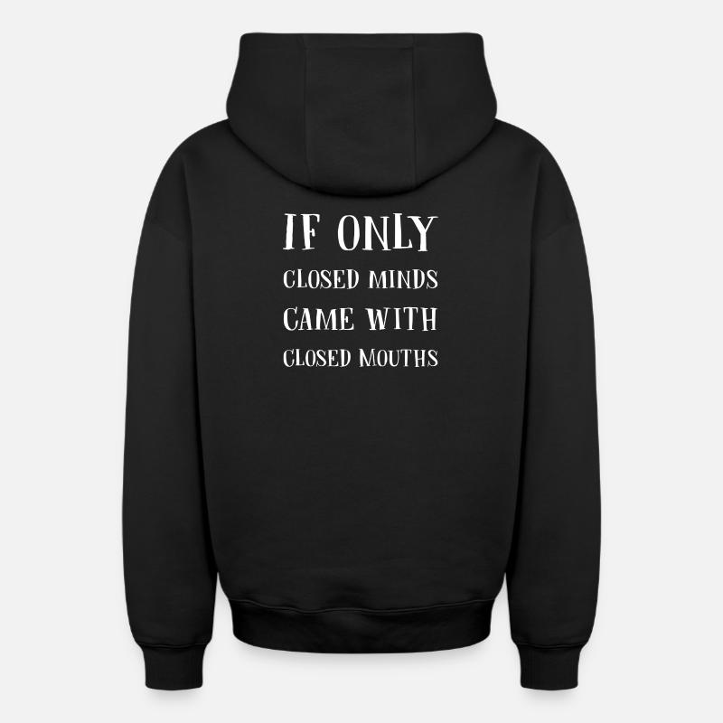 Esprits fermés, mots silencieux - Sweat à capuche unisexe zippé oversize épais SPREAD - noir