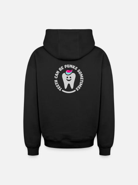 teeth punk zahn - Sweat à capuche unisexe zippé oversize épais SPREAD - noir