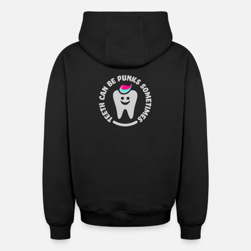 teeth punk zahn - Oversized Heavyweight Unisex Zip Hoodie - Schwarz
