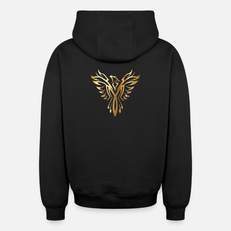 Phénix d’or - Sweat à capuche unisexe zippé oversize épais SPREAD - noir