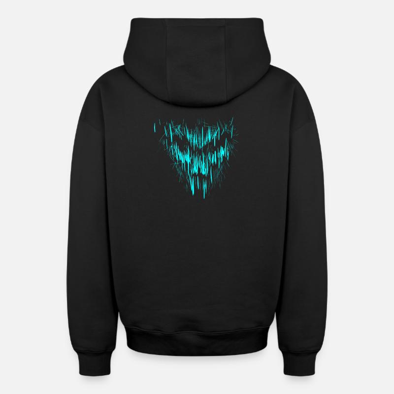 Crâne turquoise - Sweat à capuche unisexe zippé oversize épais SPREAD - noir