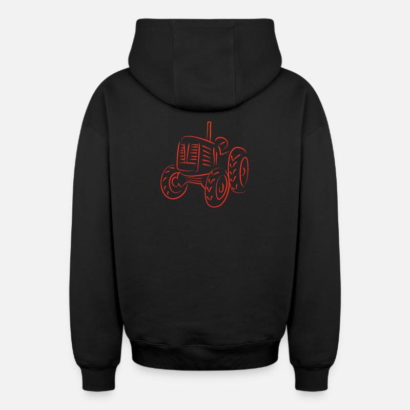 Rustikaler Traktor Silhouetten-Design - Oversized Heavyweight Unisex Zip Hoodie - Schwarz