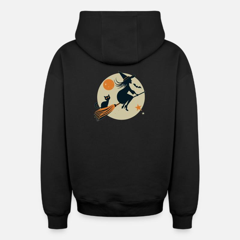 Sorcière - Sweat à capuche unisexe zippé oversize épais SPREAD - noir
