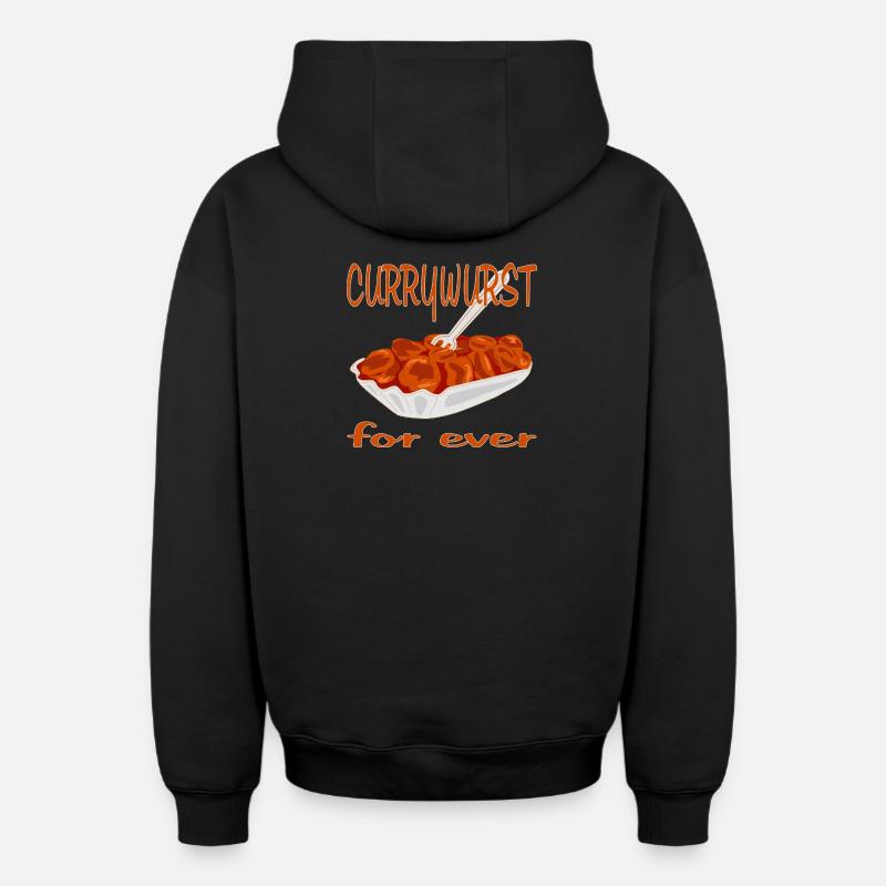 La currywurst est délicieuse - Sweat à capuche unisexe zippé oversize épais SPREAD - noir
