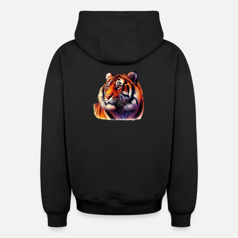 Tigre - Sweat à capuche unisexe zippé oversize épais SPREAD - noir