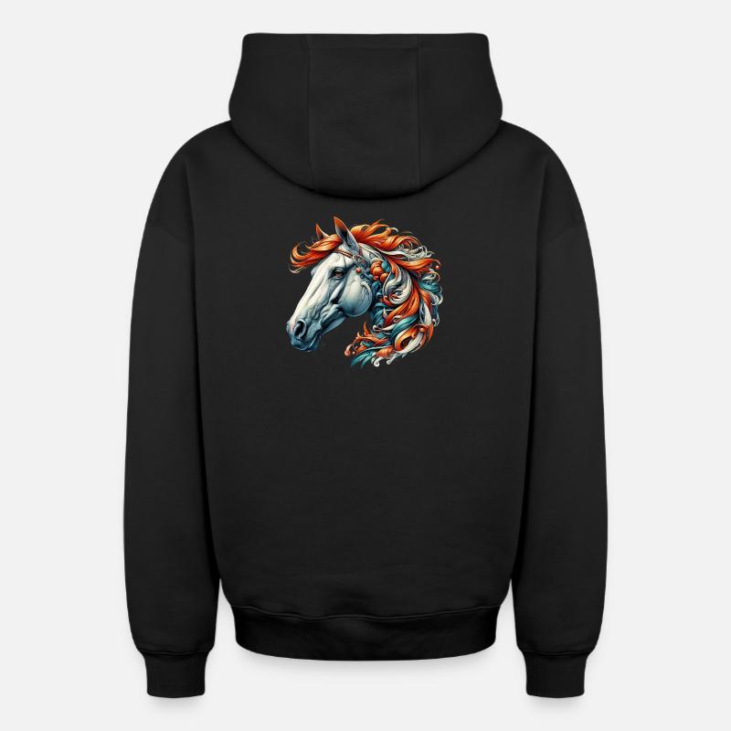 Cheval - Sweat à capuche unisexe zippé oversize épais SPREAD - noir