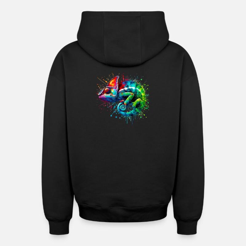 Caméléon - Sweat à capuche unisexe zippé oversize épais SPREAD - noir