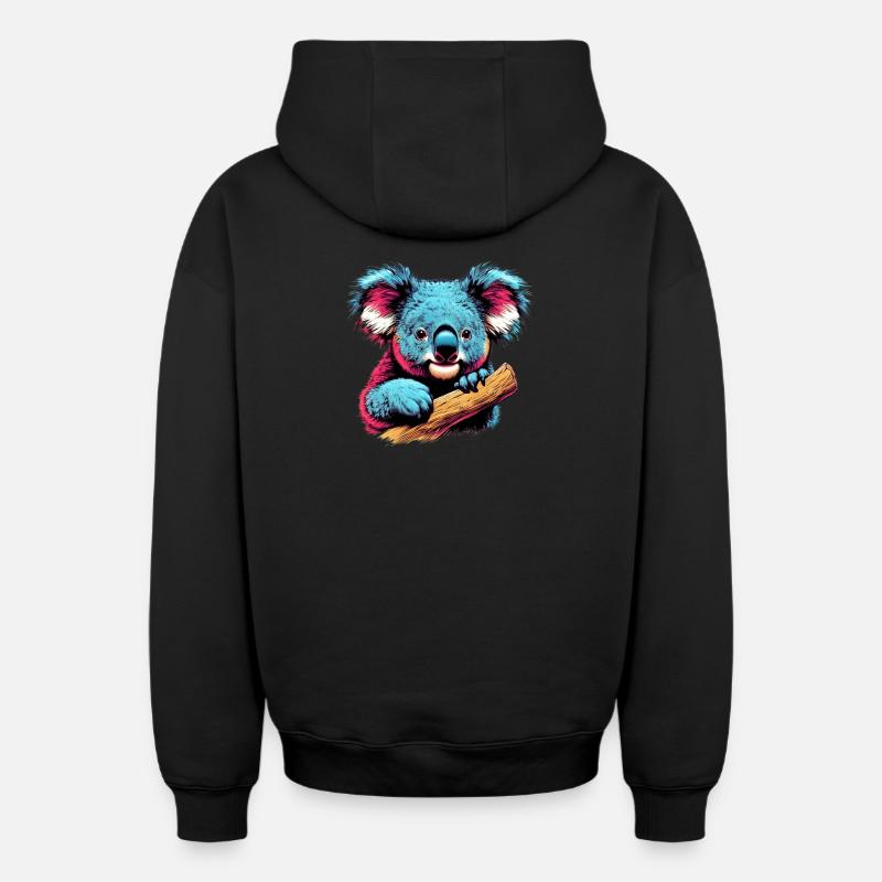 Koala - Sweat à capuche unisexe zippé oversize épais SPREAD - noir