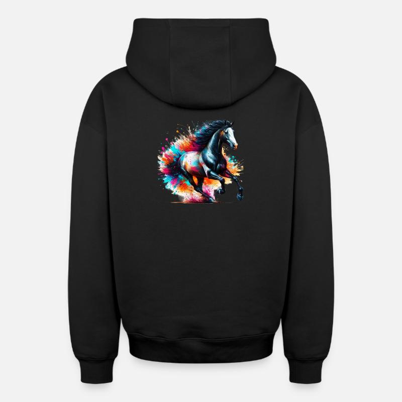Cheval - Sweat à capuche unisexe zippé oversize épais SPREAD - noir