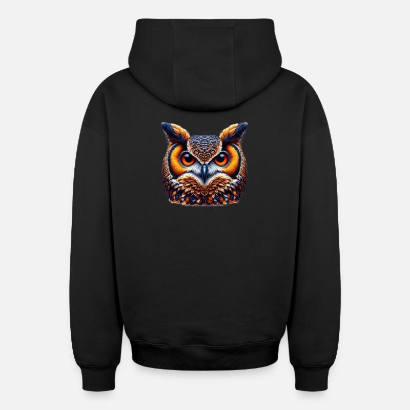 Hibou - Sweat à capuche unisexe zippé oversize épais SPREAD - noir