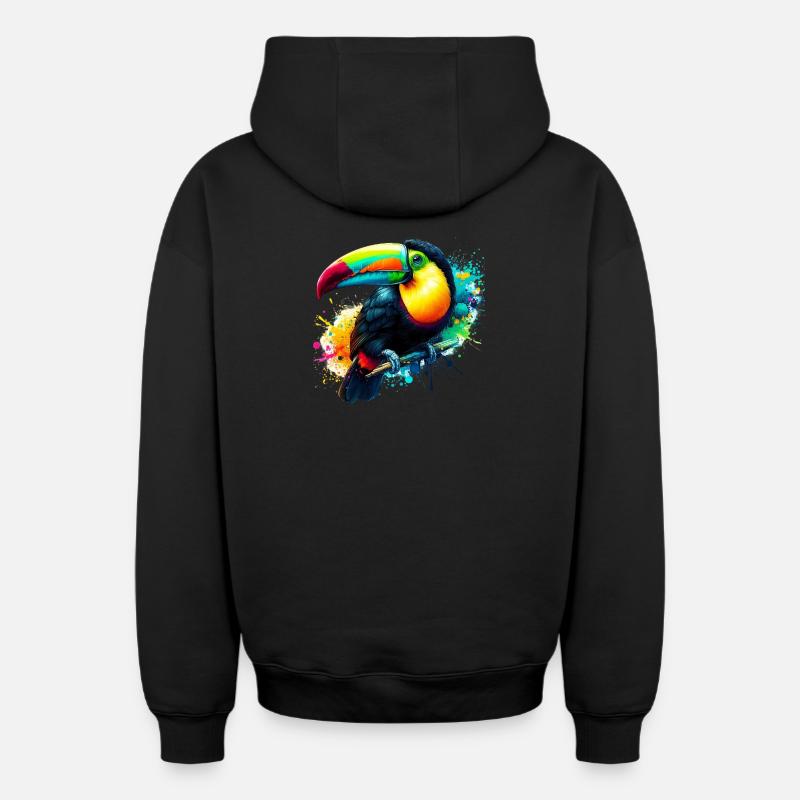 Toucan - Sweat à capuche unisexe zippé oversize épais SPREAD - noir
