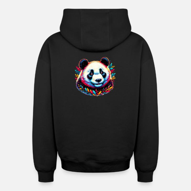Panda - Sweat à capuche unisexe zippé oversize épais SPREAD - noir