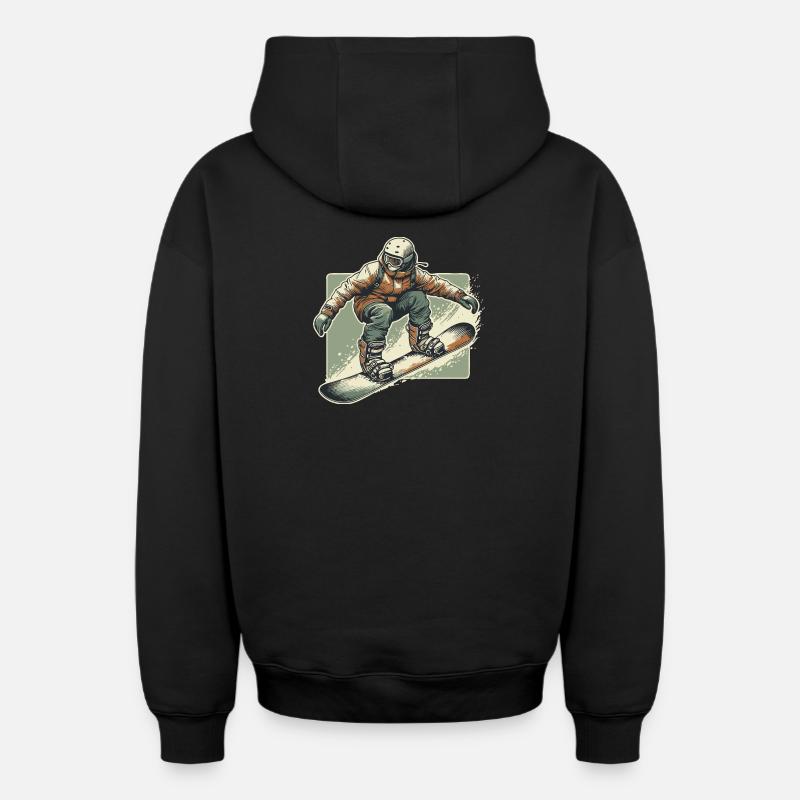Snowboarders - Sweat à capuche unisexe zippé oversize épais SPREAD - noir