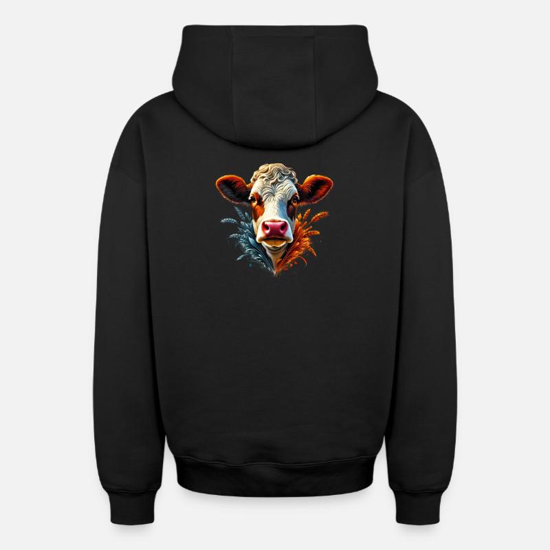 Vache - Sweat à capuche unisexe zippé oversize épais SPREAD - noir