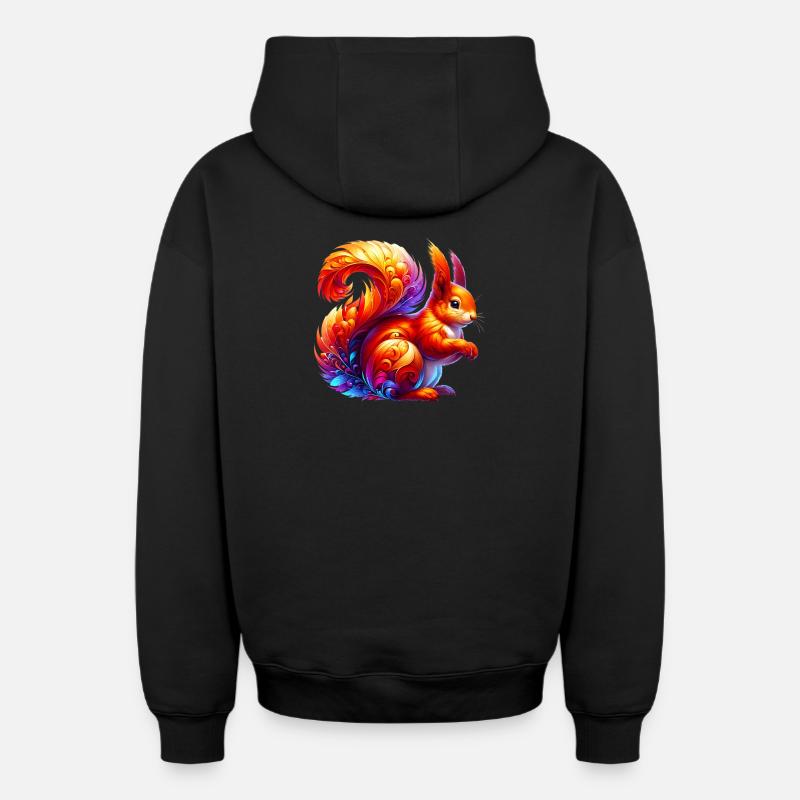 Écureuil - Sweat à capuche unisexe zippé oversize épais SPREAD - noir