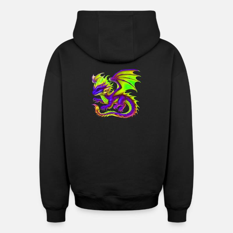 Dragon - Sweat à capuche unisexe zippé oversize épais SPREAD - noir
