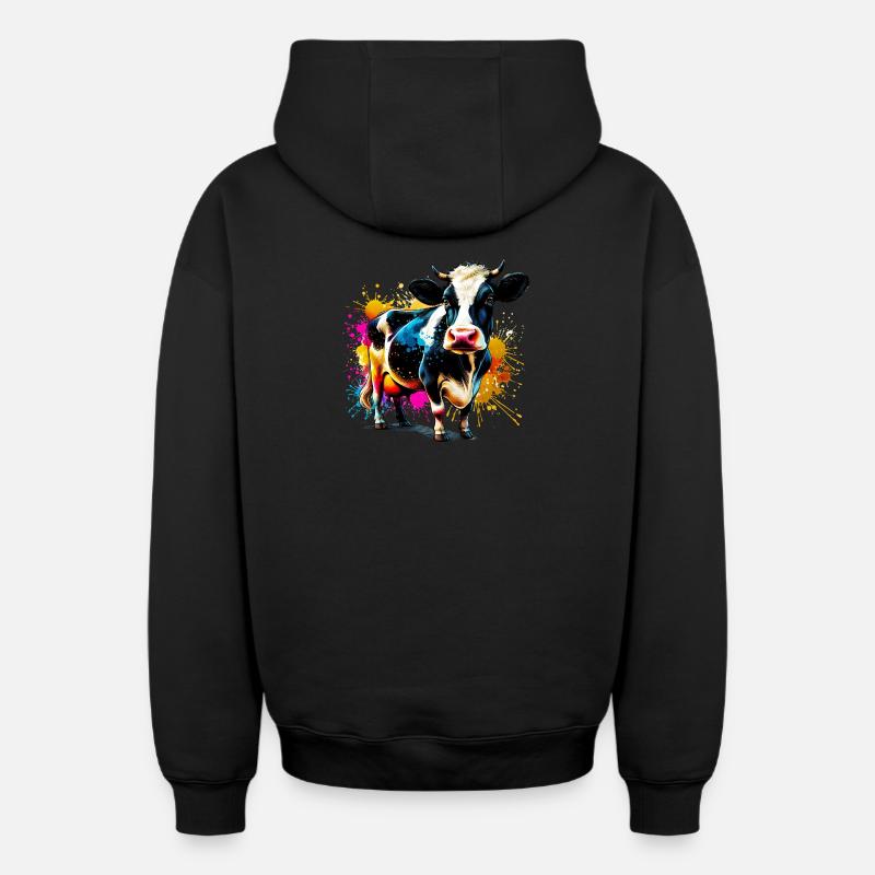 Vache - Sweat à capuche unisexe zippé oversize épais SPREAD - noir