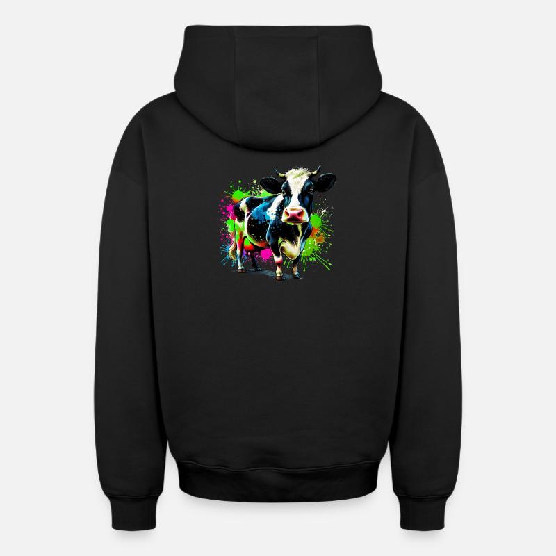 Vache - Sweat à capuche unisexe zippé oversize épais SPREAD - noir