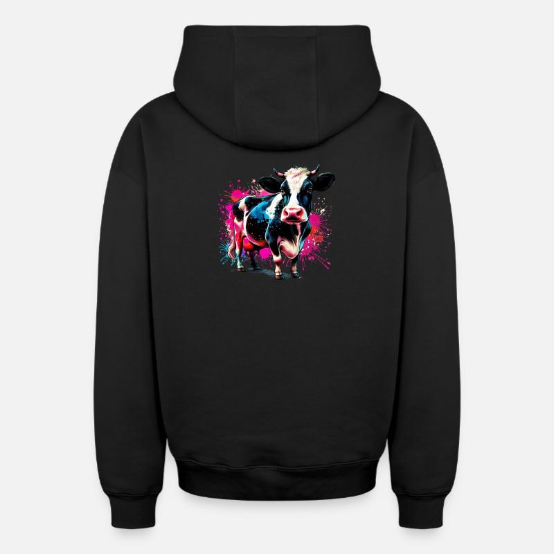 Vache - Sweat à capuche unisexe zippé oversize épais SPREAD - noir
