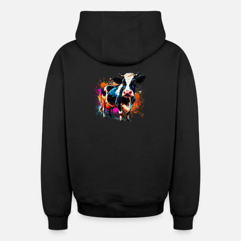 Vache - Sweat à capuche unisexe zippé oversize épais SPREAD - noir
