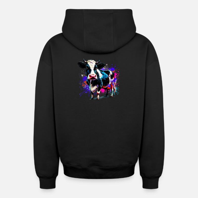 Vache - Sweat à capuche unisexe zippé oversize épais SPREAD - noir