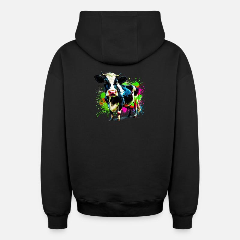 Vache - Sweat à capuche unisexe zippé oversize épais SPREAD - noir