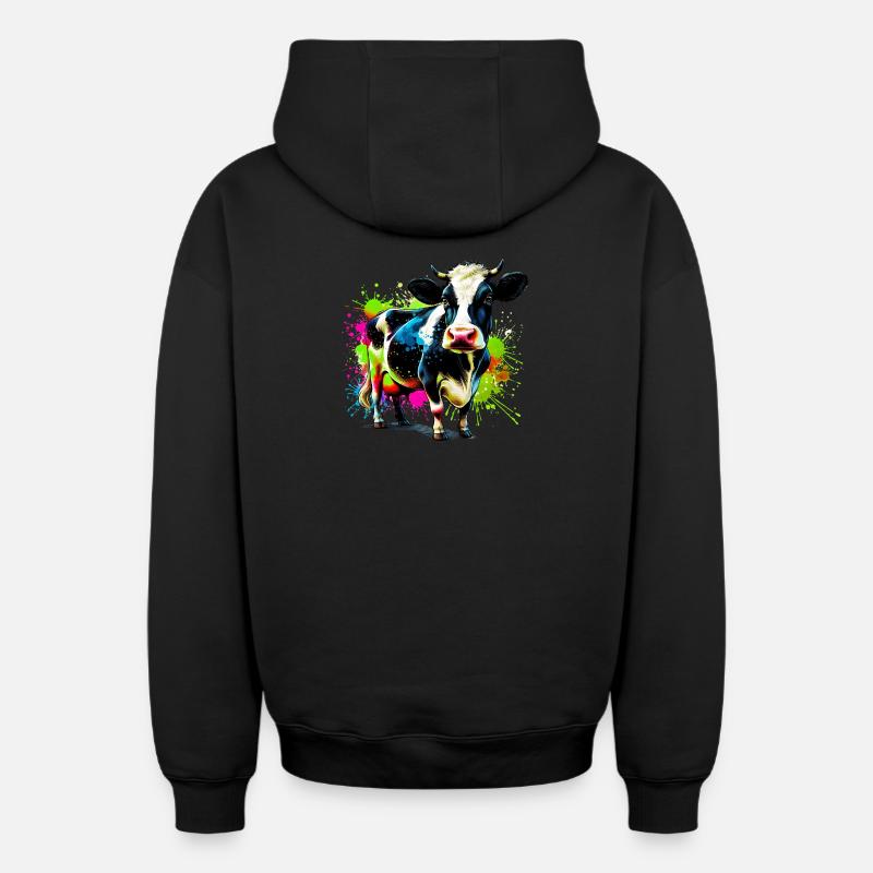 Vache - Sweat à capuche unisexe zippé oversize épais SPREAD - noir