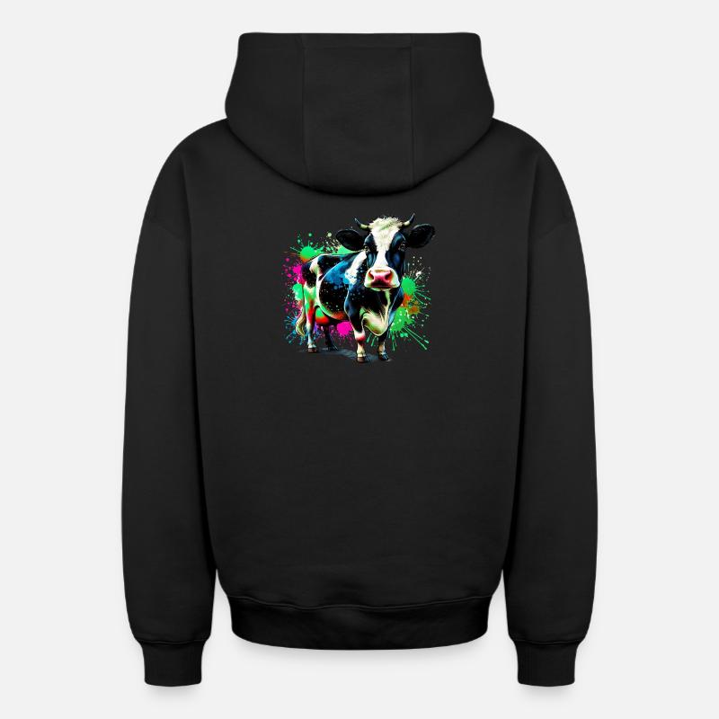 Vache - Sweat à capuche unisexe zippé oversize épais SPREAD - noir