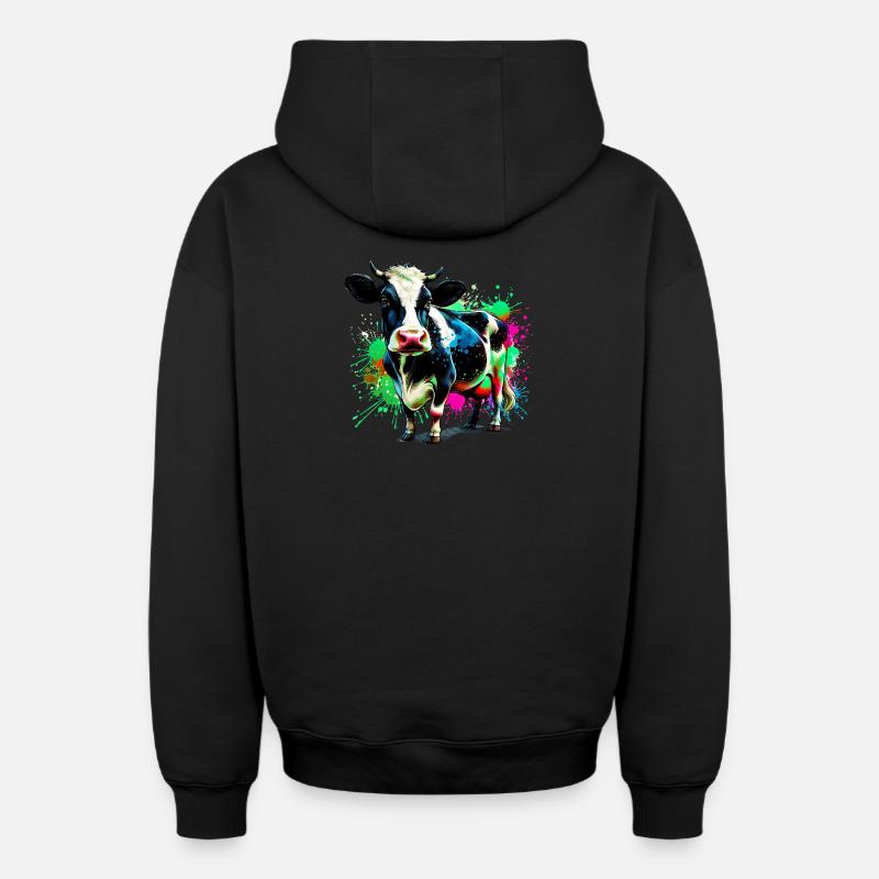 Vache - Sweat à capuche unisexe zippé oversize épais SPREAD - noir
