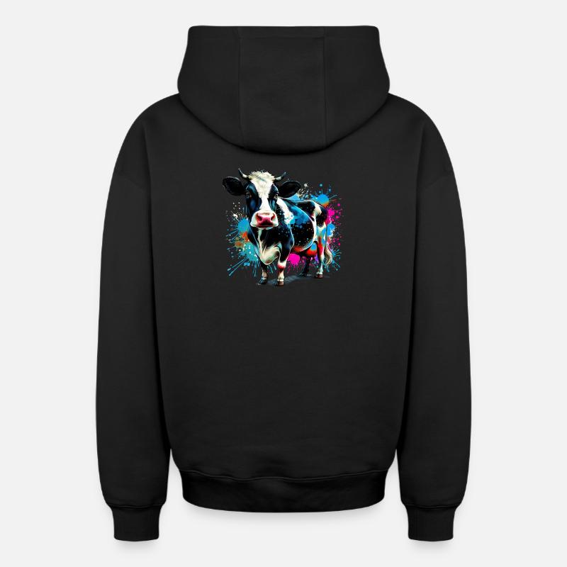 Vache - Sweat à capuche unisexe zippé oversize épais SPREAD - noir