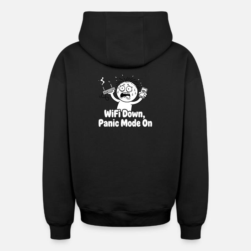 Panne WiFi Mode panique Mème - Sweat à capuche unisexe zippé oversize épais SPREAD - noir