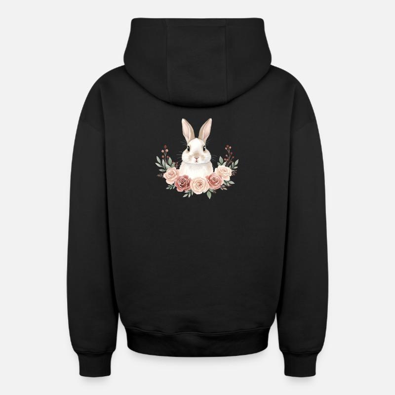 Lapin - Sweat à capuche unisexe zippé oversize épais SPREAD - noir