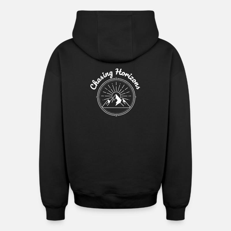 À la poursuite des horizons - Sweat à capuche unisexe zippé oversize épais SPREAD - noir