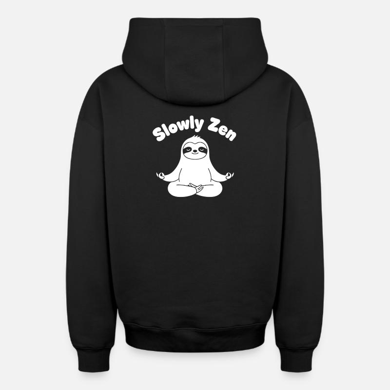 Méditation Zen Paresseuse - Sweat à capuche unisexe zippé oversize épais SPREAD - noir