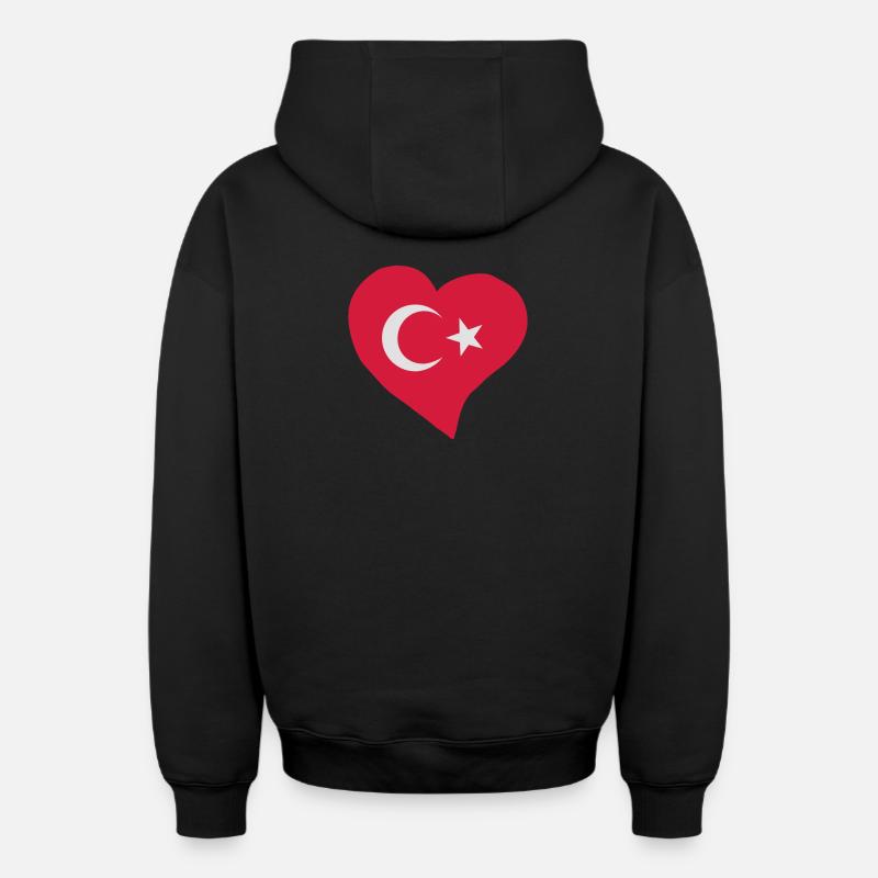 Cœur turc - Sweat à capuche unisexe zippé oversize épais SPREAD - noir