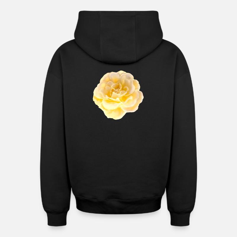 Rose Fleur - Sweat à capuche unisexe zippé oversize épais SPREAD - noir