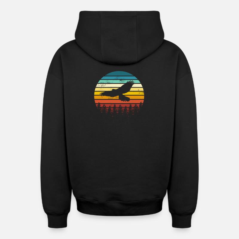 Vogel Adler - Oversized Heavyweight Unisex Zip Hoodie - Schwarz
