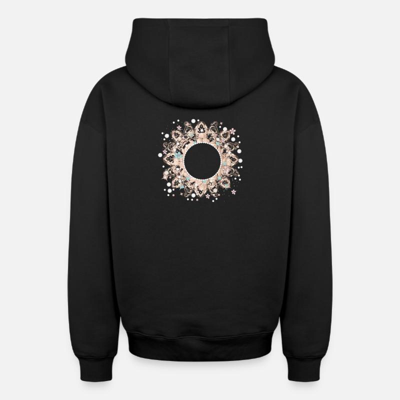 cadre imaginatif en dentelle délicate - Sweat à capuche unisexe zippé oversize épais SPREAD - noir