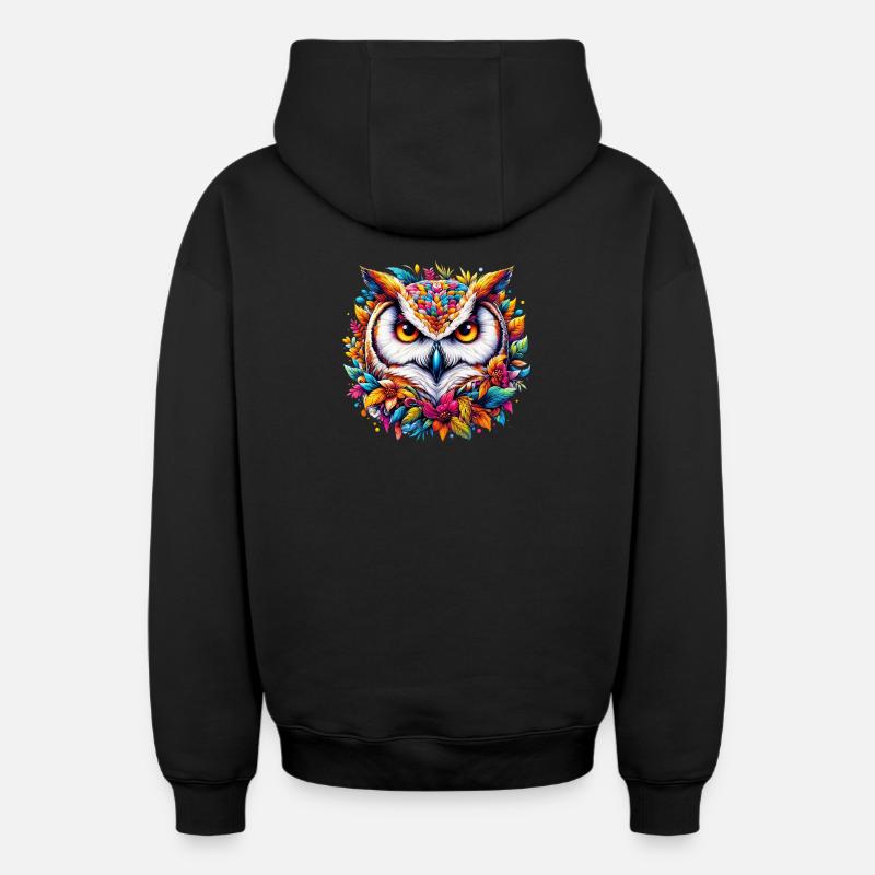 Hibou - Sweat à capuche unisexe zippé oversize épais SPREAD - noir