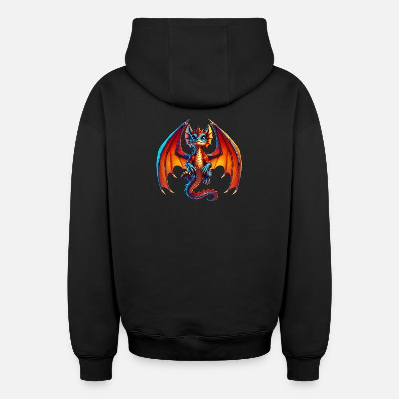 Dragon - Sweat à capuche unisexe zippé oversize épais SPREAD - noir